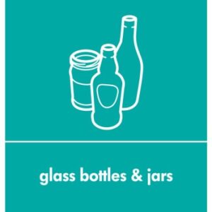 Recycling Sticker English - Teal - GLASS BOTTLES & JARS
