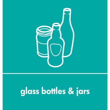 105168-GLASS Recycling Sticker English - Teal - GLASS BOTTLES & JARS