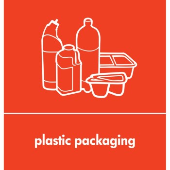 105168-PLASTIC Recycling Sticker English - Red - PLASTIC PACKAGING