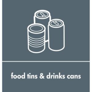 Recycling Sticker English - Grey - FOOD TINS & DRINK CANS