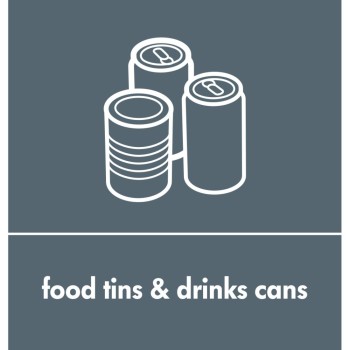 105168-TINS Recycling Sticker English - Grey - FOOD TINS & DRINK CANS