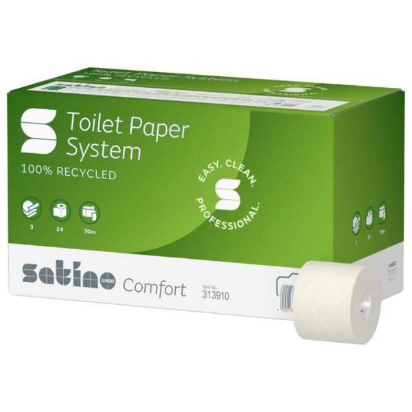 313910 Satino JT3 3-Ply Luxury TwinMatic System Toilet Rolls 70m (1x24)