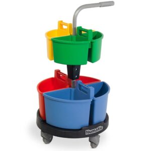 NC4R Compact Carousel Trolley + 4 Coloured Caddy Trays