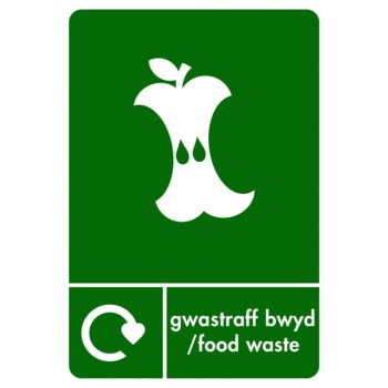 A4-WE-FOOD A4 Welsh/English FOOD WASTE Recycling Sticker - GREEN