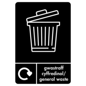 A4-WE-GEN A4 Welsh/English GENERAL WASTE Recycling Sticker - GREY