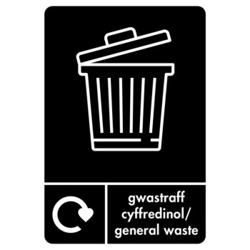 A4-WE-GEN A4 Welsh/English GENERAL WASTE Recycling Sticker - GREY