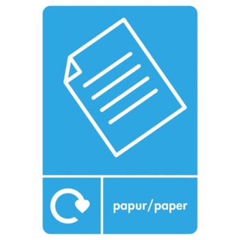 A4 Welsh/English PAPER Recycling Sticker - BLUE