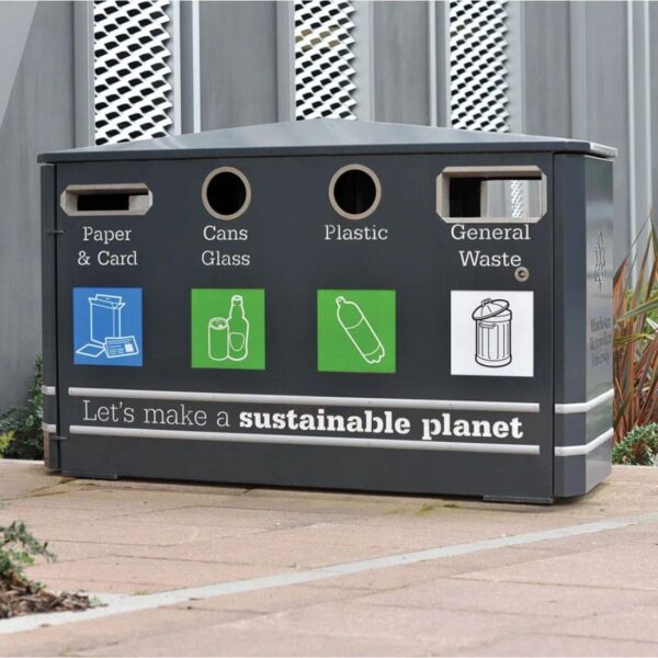 Bison™ QUAD Quadruple-Waste Stream External Recycling Bin
