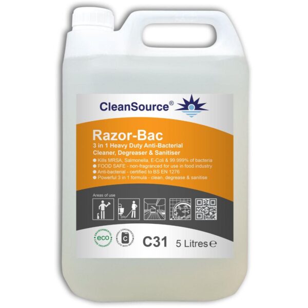 CleanSource® RAZOR-BAC Food-Safe H.Duty Degrease & Sanitiser- 5L
