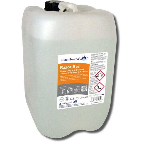 C31C.2 CleanSource® RAZOR BAC Food-Safe H.Duty Degreaser & Sanitiser - 20L