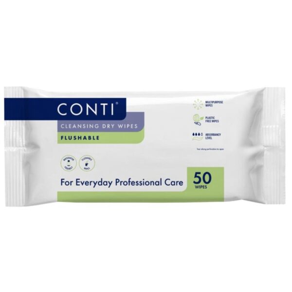 CF050 Conti Flushable & Maceratable Dry Wipes 22x24cm (28 x Pk.50)