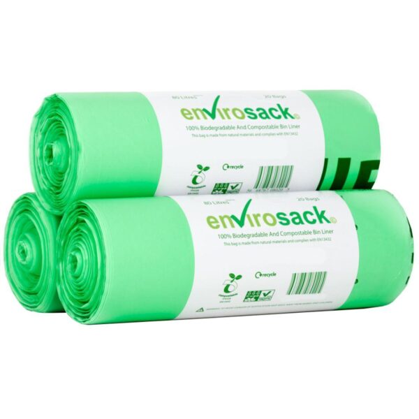 COMCBL80L envirosack® Compostable Bin Liners (80L) 182x725x850mm (Roll of 10) x40 (1x400)