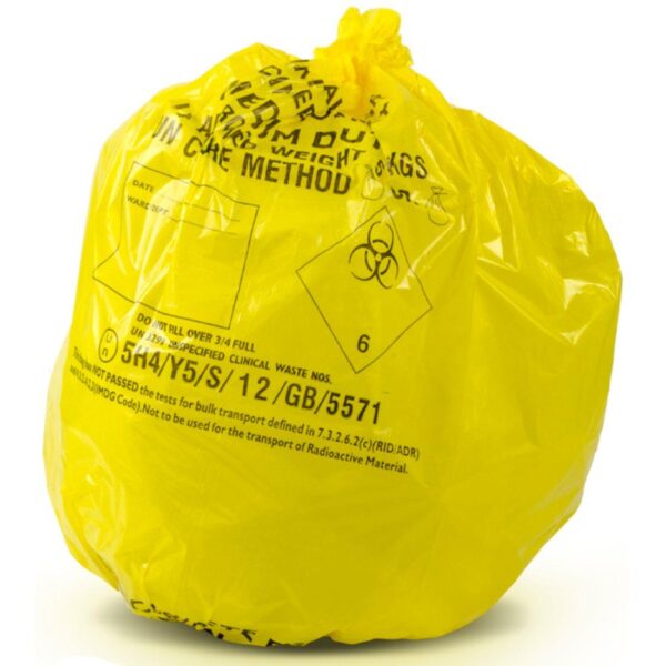 CWHD12 12kg HD Yellow clinical waste sacks 15x28x39" (10 x Roll 50) (1x500)