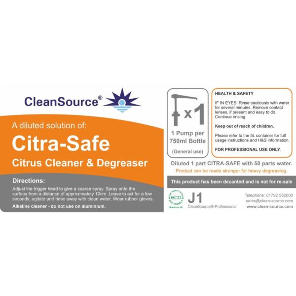 DCL-J1 Decanting Trigger Bottle Labels (for CITRA-SAFE) - 250