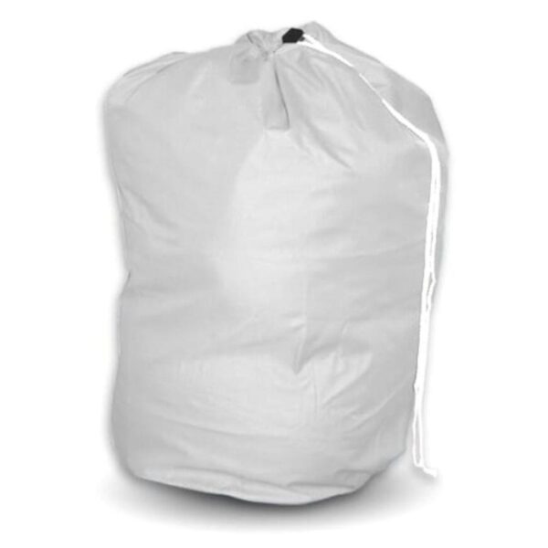 Durable Polyester Drawstring Laundry Bag - WHITE