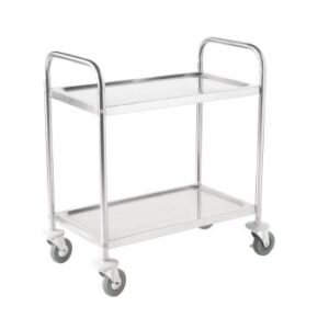 F997 Vogue Stainless Steel 2 Tier Clearing Trolley Medium