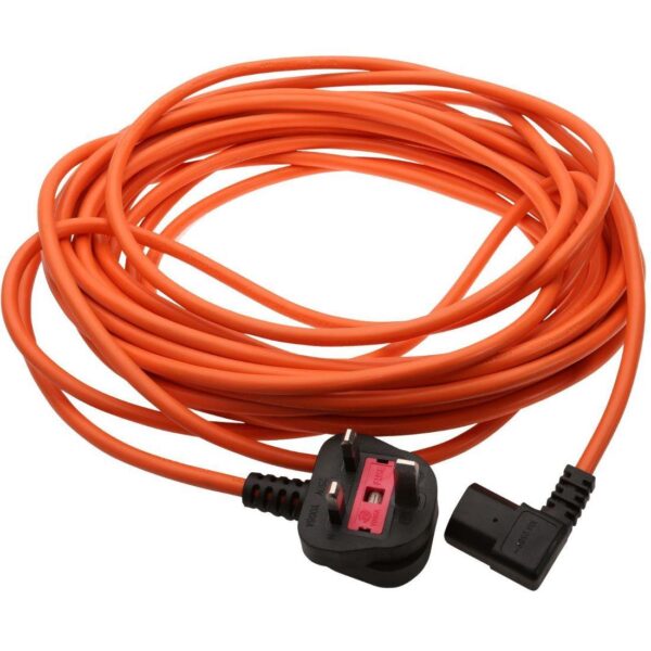 FLX85OR 12m Truvox Multiwash Orange Power Cable 1mmx 3 Core Angled Plug