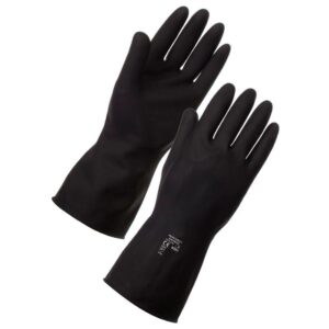Heavy Black Rubber Gloves (L) - Pair