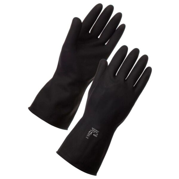 GI6406M Heavy Black Rubber Gloves (M) - Pair
