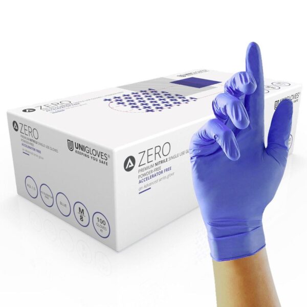 GM0052-S ZERO Blue Hypoallergenic Nitrile Gloves (P/F) SMALL (1x100)