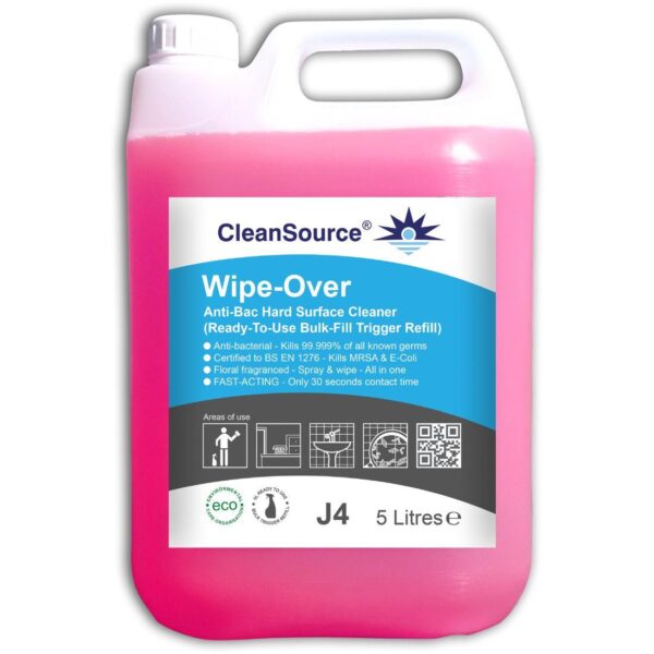 J4.5L CleanSource® WIPE-OVER Anti-Bac Cleaner -5L RTU Refill