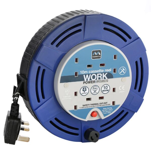 JA075 13 Amp 240v 10 Metre 4-Socket Extension Lead / Cable Reel