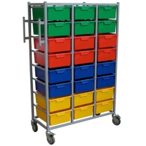 Laundry Carry Cart Triple With Slide Out Hanging Rail + 24 Laundry Trays