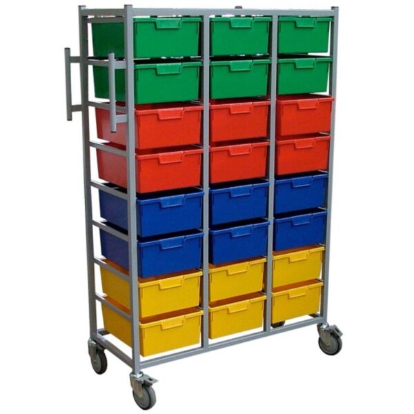 Laundry Carry Cart Triple With Slide Out Hanging Rail + 24 Laundry Trays