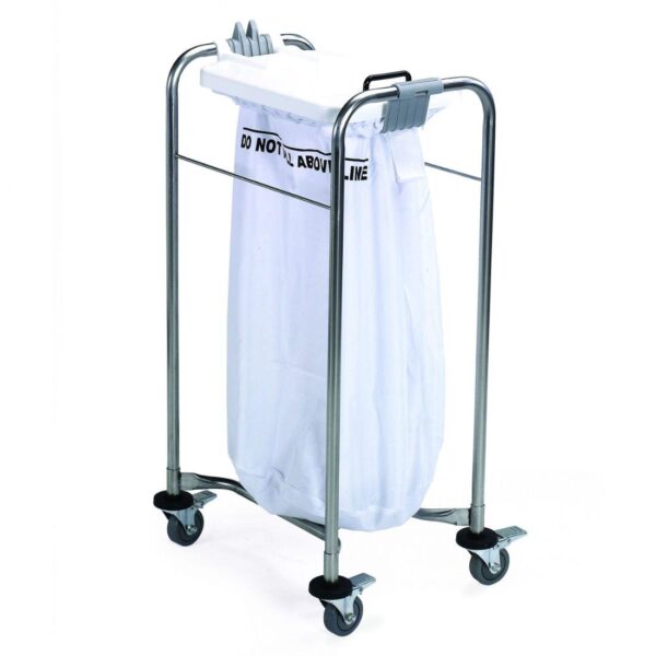 1 Bag SS Laundry Cart with White Lid