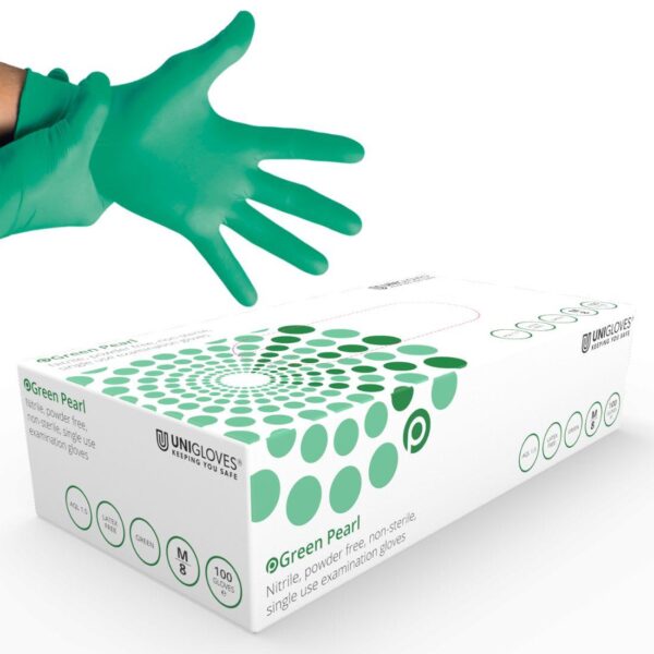 NG1PFM P/F Green Nitrile Gloves - Med (1x100)