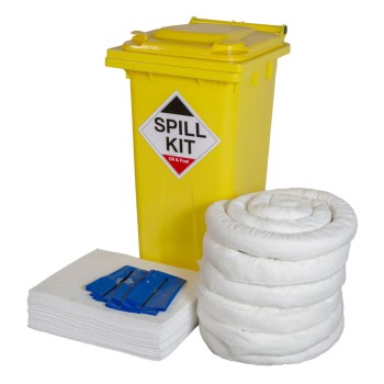 OSK-120L Oil & Fuel - 120L Spill Kit - Yellow Wheelie Bin