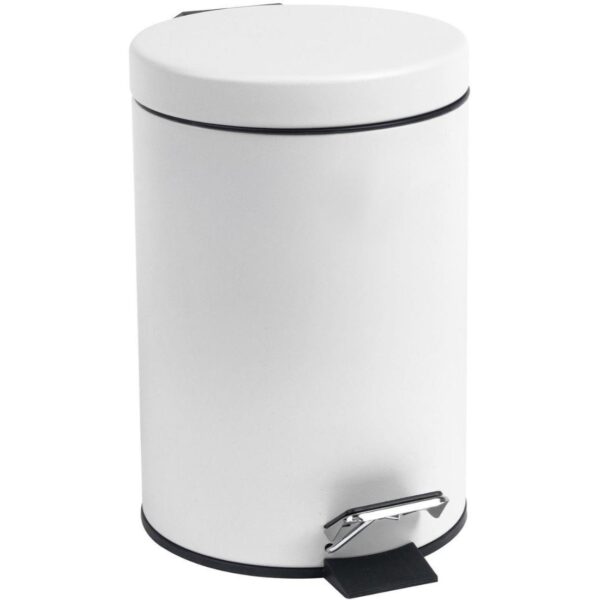 12 Litre White Metal Pedal Bin