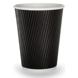 PHC12BR 12oz BLACK Ripple Paper Hot Cups 20x25 (1x500)