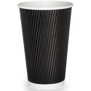 PHC16BR 16oz BLACK Ripple Paper Hot Cups 20x25 (1x500)