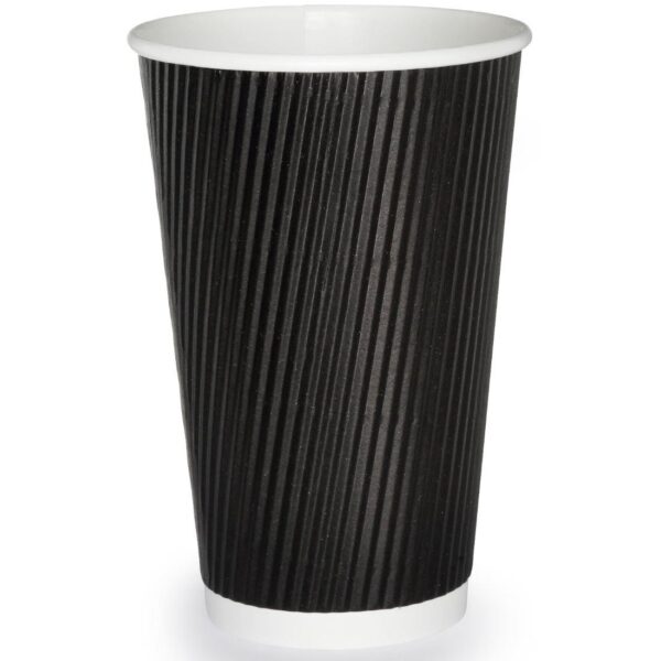 PHC16BR 16oz BLACK Ripple Paper Hot Cups 20x25 (1x500)