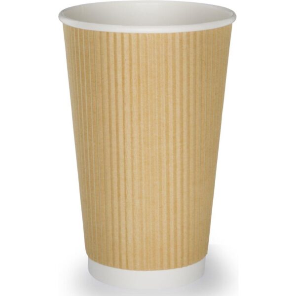 PHC16KR 16oz KRAFT Ripple Paper Hot Cups 20x25 (1x500)