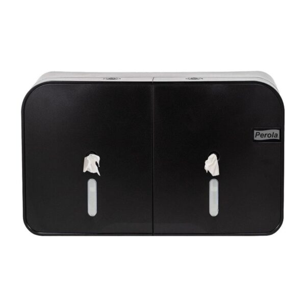 PPD002BK Perola® OneLeaf™ DUO Twin Toilet Roll Dispenser Black