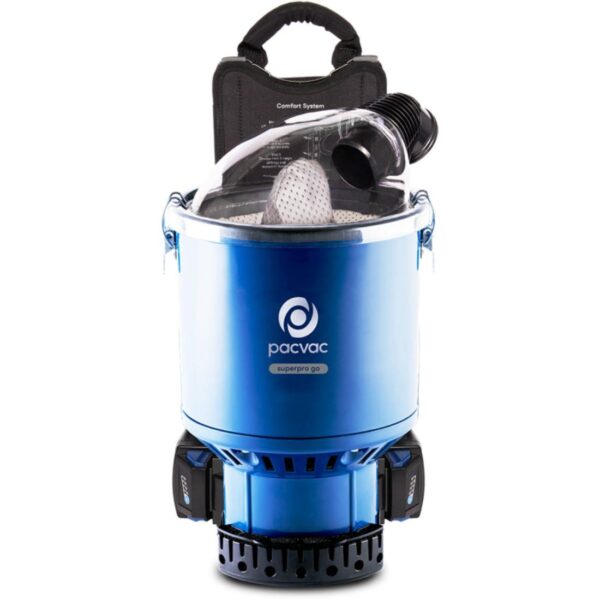 Pacvac SuperPro-GO Battery Backpack Vac + 4 Li-Ion Batteries & Twin Charger