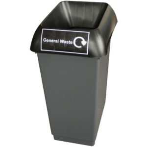 REC50BLK Bison 50L Recycling Bin / Black Lid / General Waste Sticker