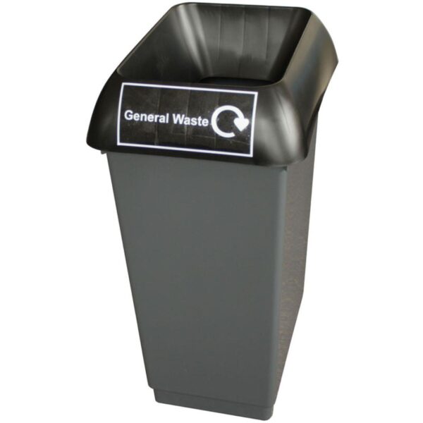 REC50BLK Bison 50L Recycling Bin / Black Lid / General Waste Sticker