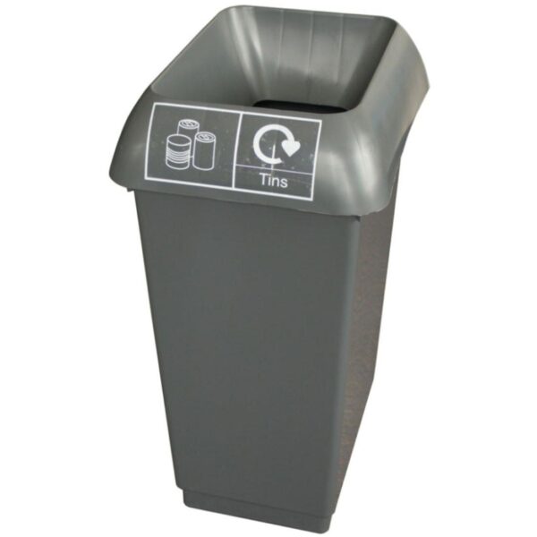 Bison 50L Recycling Bin / Dark Grey Lid / Cans / Tin Sticker