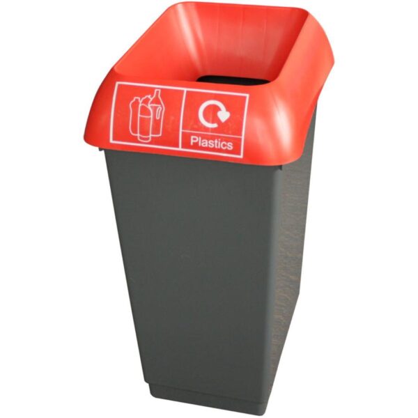 Bison 50L Recycling Bin / Red Lid / Plastic Sticker