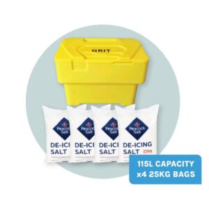 RW0021-Y-Y-KIT Bison™ 115L HD Yellow Grit Bin + 4 x 25Kg De-Icing Salt