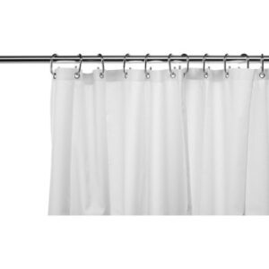 White 100% Polyester Shower Curtain with Eyelets & Weighted Hem