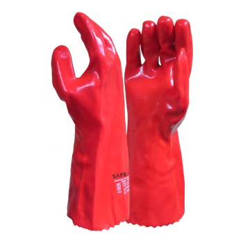Fully Dipped PVC Gauntlet Gloves Red 35cm - Size L (9)