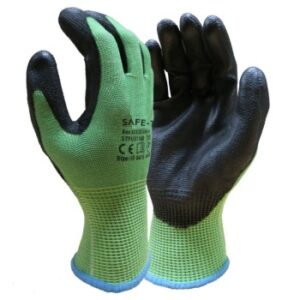 Cut Level D Cut-Resistant PU Gripper Gloves Green - Pair (8) (M)