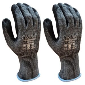 Cut Level D Cut-Resistant PU Gripper Gloves Grey - Pair (8) (M)
