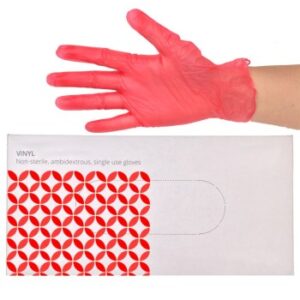 Red P/F Vinyl Examination Gloves (1x100)