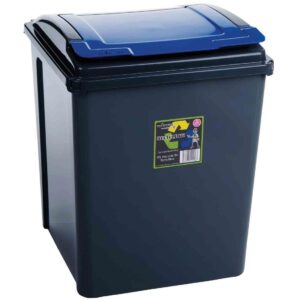 50L Grey Recycling Bin - With BLUE Lift Top Lid