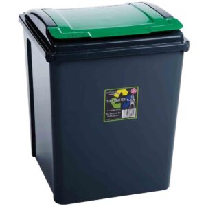 50L Grey Recycling Bin - With GREEN Lift Top Lid